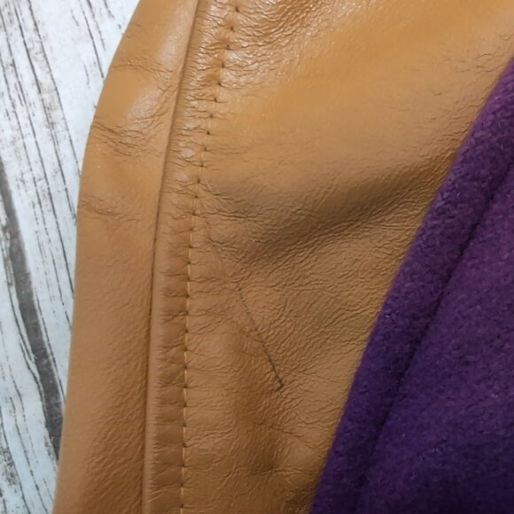 Vintage 1971 Varsity Letterman Jacket Purple Wool Leather Sleeves – Men’s 38 - Picture 11 of 13